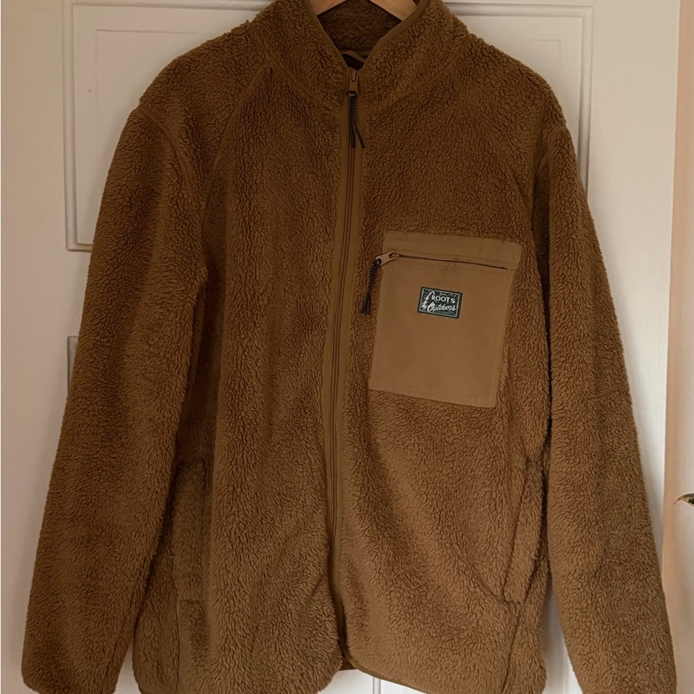 Roots Men's Brown Teddy Fleece Jacket